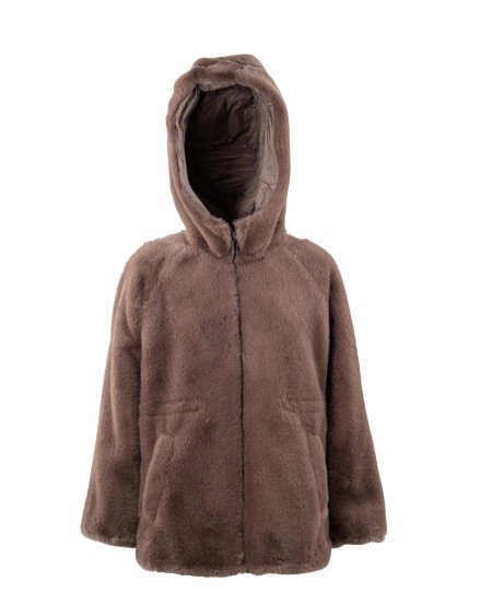 Shop EMPORIO ARMANI  Caban: Emporio Armani blouson reversibile con cappuccio.
Reversibile.
Fur effect esterno.
Interno in nylon.
Logo eagle all over.
Chiusura con zip.
Coulisse in vita.
Tasche laterali.
Composizione: 100% poliestere; tessuto interno: 100% poliammide; ricamo: 100% poliestere; imbottitura: 100% poliestere.
Made in Romania.. EW001467 AF14618-U6125